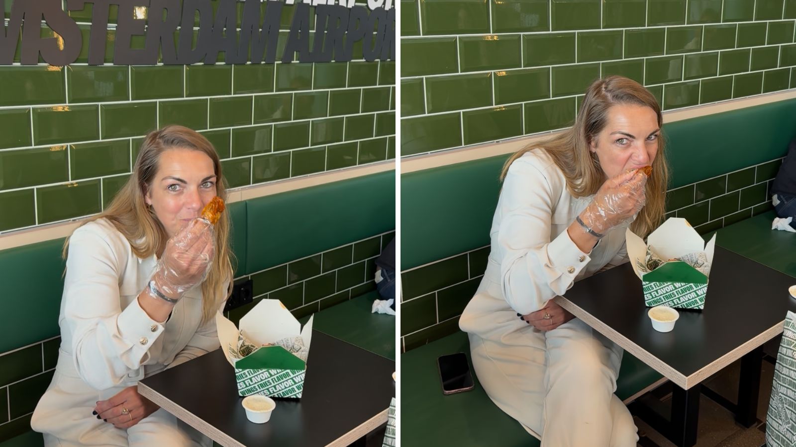 Food Inspiration's hoofdredacteur Maaike de Reuver aan de chicken wings van Wingstop